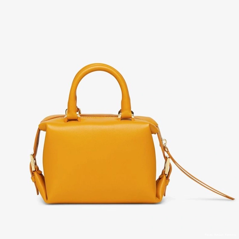 Affordable HOT Bag Fendi FF Cube Nappa In Leather Yellow Mini 0709